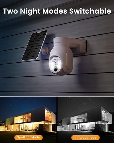 Miniatura 8 de Camcamp Sistema de cámara de seguridad inalámbrico, sistema de seguridad PTZ 6 con energía solar, disco duro de 500 GB, NVR de 4 MP, fácil 6 Kit de