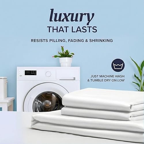 Miniatura 8 de Beckham Hotel Collection Juego de sábanas tamaño Twin 100% algodón, ropa de cama de satén de lujo 500TC, bolsillo profundo de 16", que absorbe la