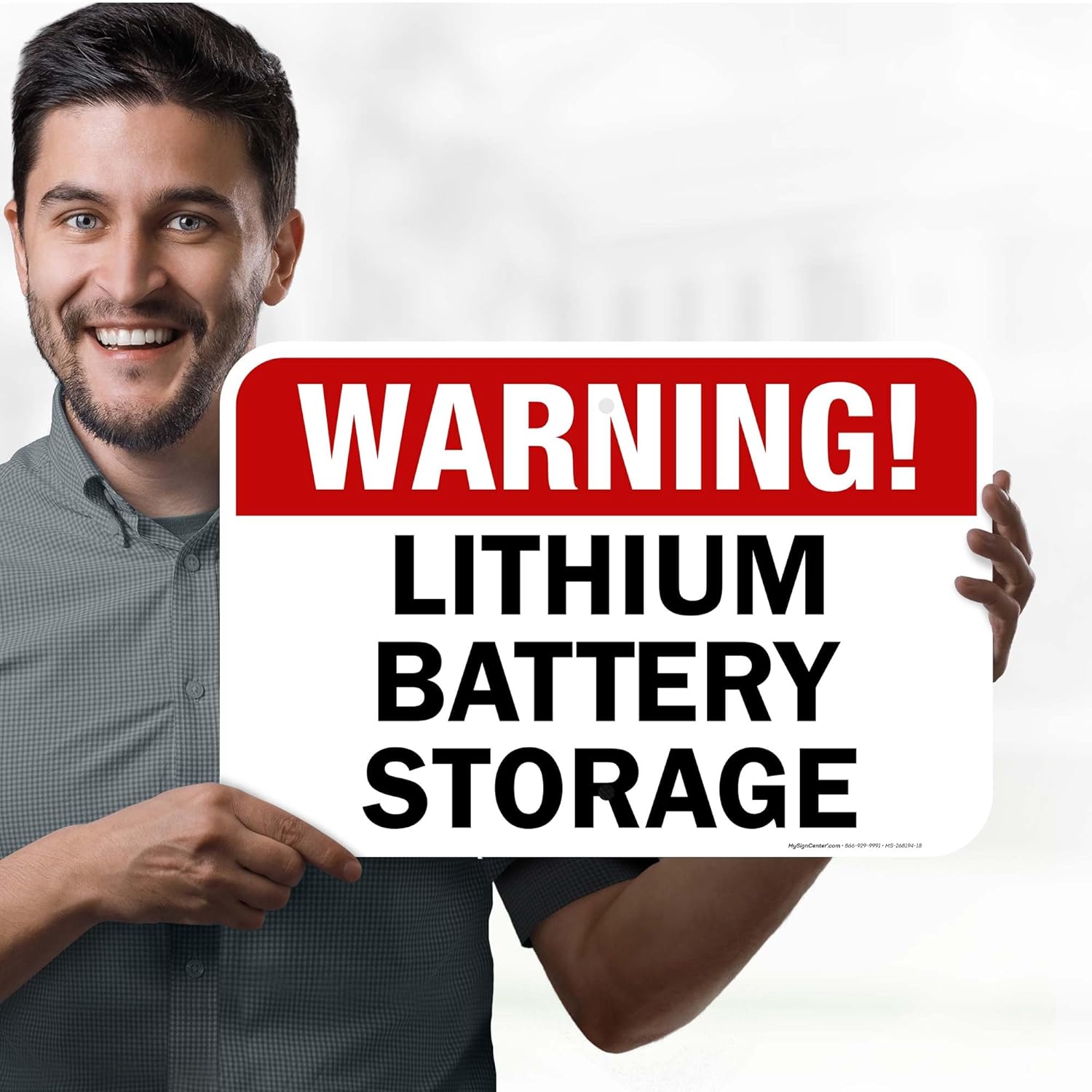 Warning Lithium Battery Storage Sign, 12x18 Inches, Rust Free .063 Aluminum, Fade Resistant, Made in USA by My Sign Center