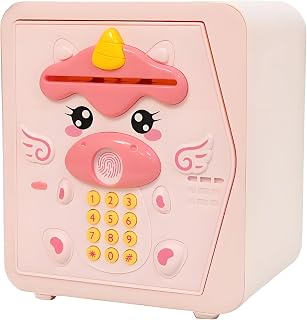 Unicorn Bank Cash Coin Can ATM Bank Electronic Coin Money Bank for Kids Age 3-12, Money Savings Box Mini ATM Coin Bank Toys Gifts for 3-12 Year Old Boys Girls (Pink)