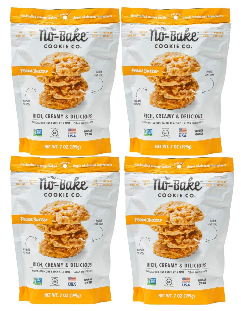 No Bake Cookies - 4 Pack of PEANUT BUTTER Bite Size Cookies | Gluten Free - Non-GMO - No Trans Fat - Nothing Artificial | (4) 7 oz Bags of No-Bake Cookies