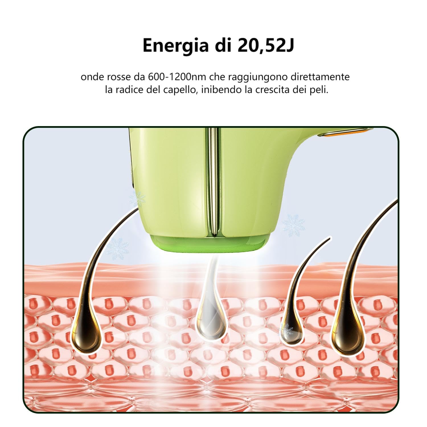 Epilatore Luce Pulsata IPL indolore per Donna (Gambe, Viso, Bikini) | Tecnologia di raffreddamento per braccia e ascelle per una cura del corpo delicata e duratura