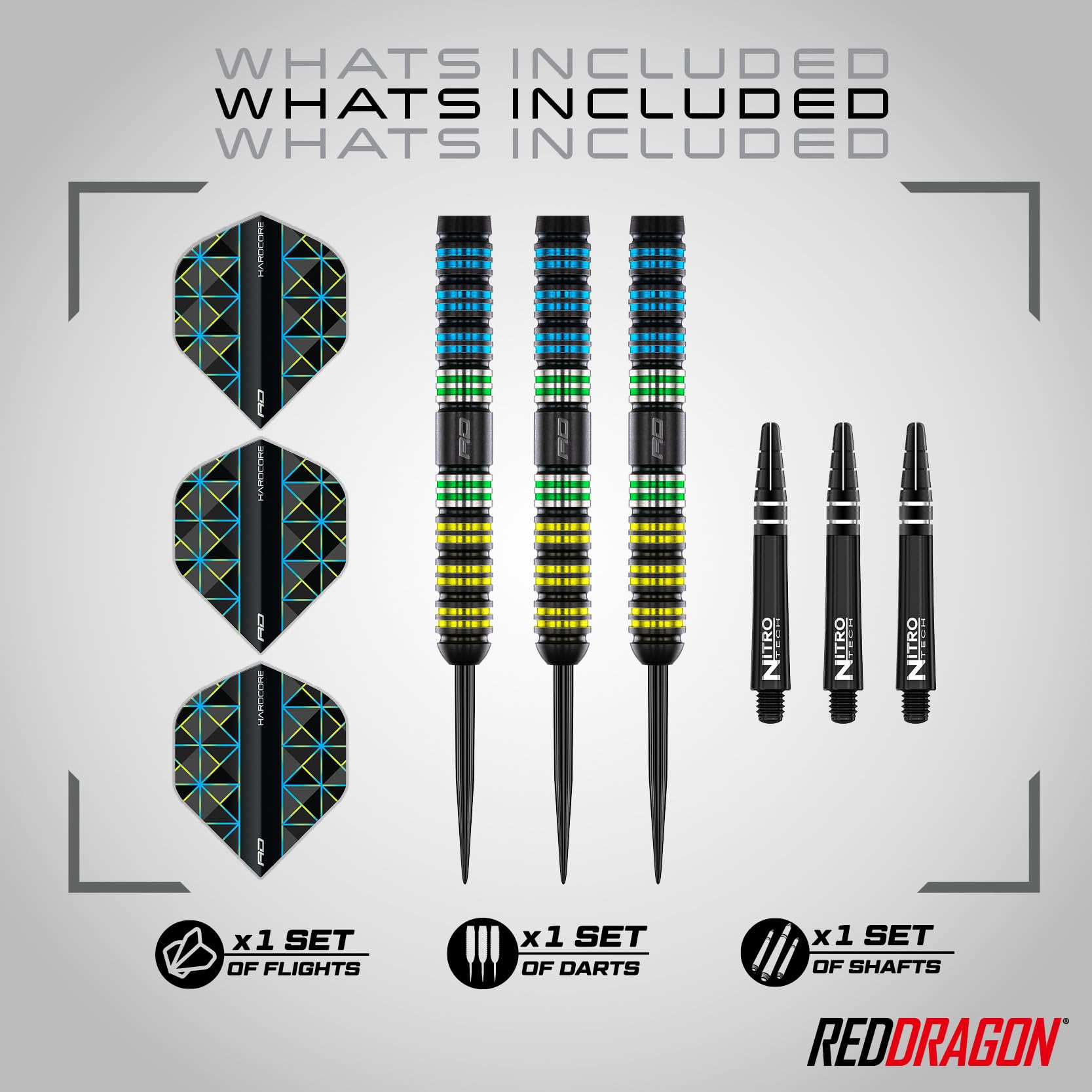 RED DRAGON Darts - Dragonfly 95 Serie - 95% Tungsteno Professionale Punta in Acciaio Set di Freccette con voli e aste per Freccette - Disponibile in 22g, 23g, 24g, 25g & 26g