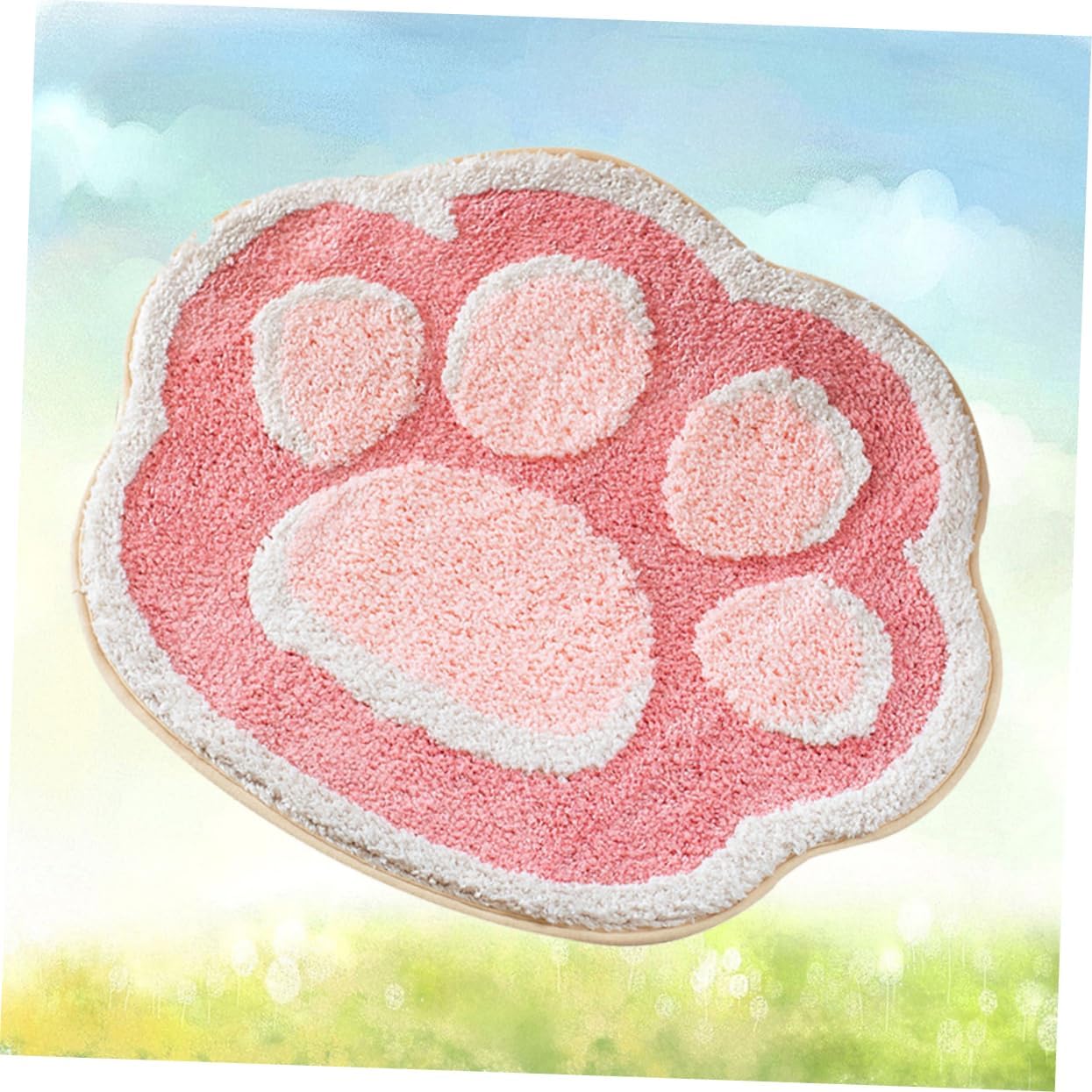 ABOOFAN Cartoon Cat Claw Shaped Skid Resistance Floor Mat Absorbent Flocking Carpet for Bathroom Bedroom Living Room Cute Pink Design for Home Decor