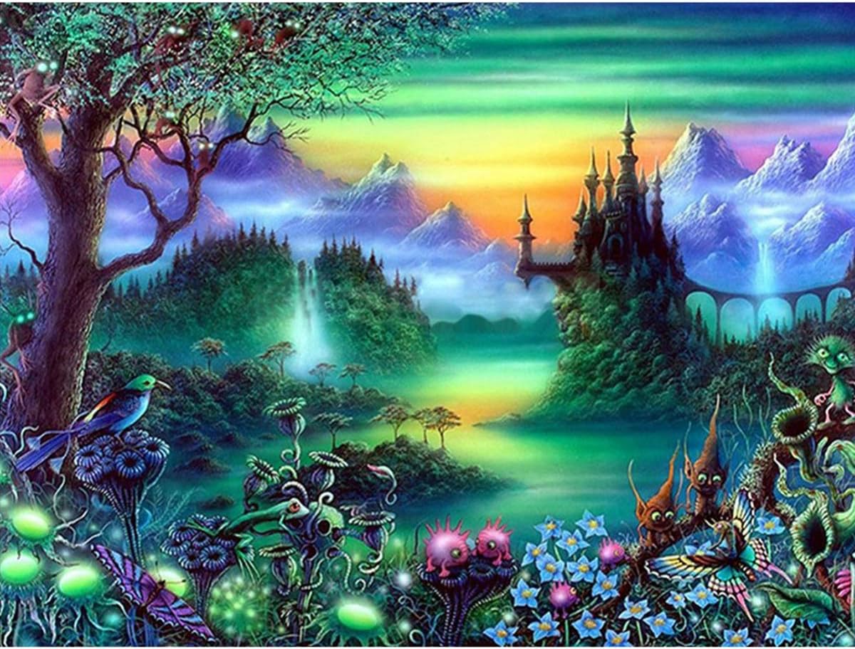 5d Diamond Painting Kits Full Drill, YLIANG DIY Diamond Rhinestone Paintings Kits Christmas Gift for Adults and Beginner Embroidery Arts Craft Home Decor, 12 x 16 Inch (Magic Forest)