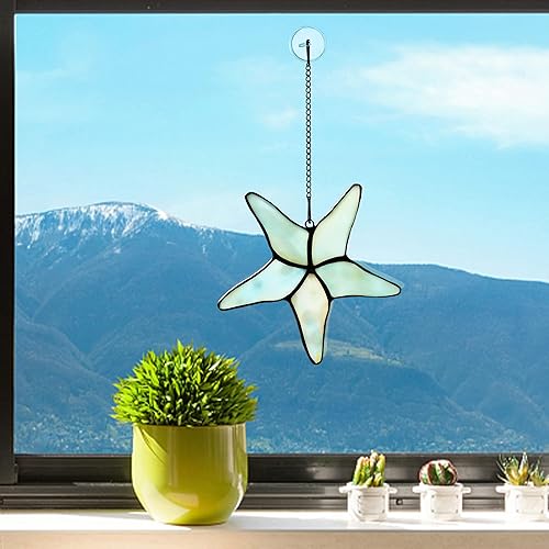 Miniatura 2 de BOXCASA Atrapasoles con estrellas de mar para ventanas, estrellas de mar, vitrales, colgantes para decoración de fiesta temática de playa,