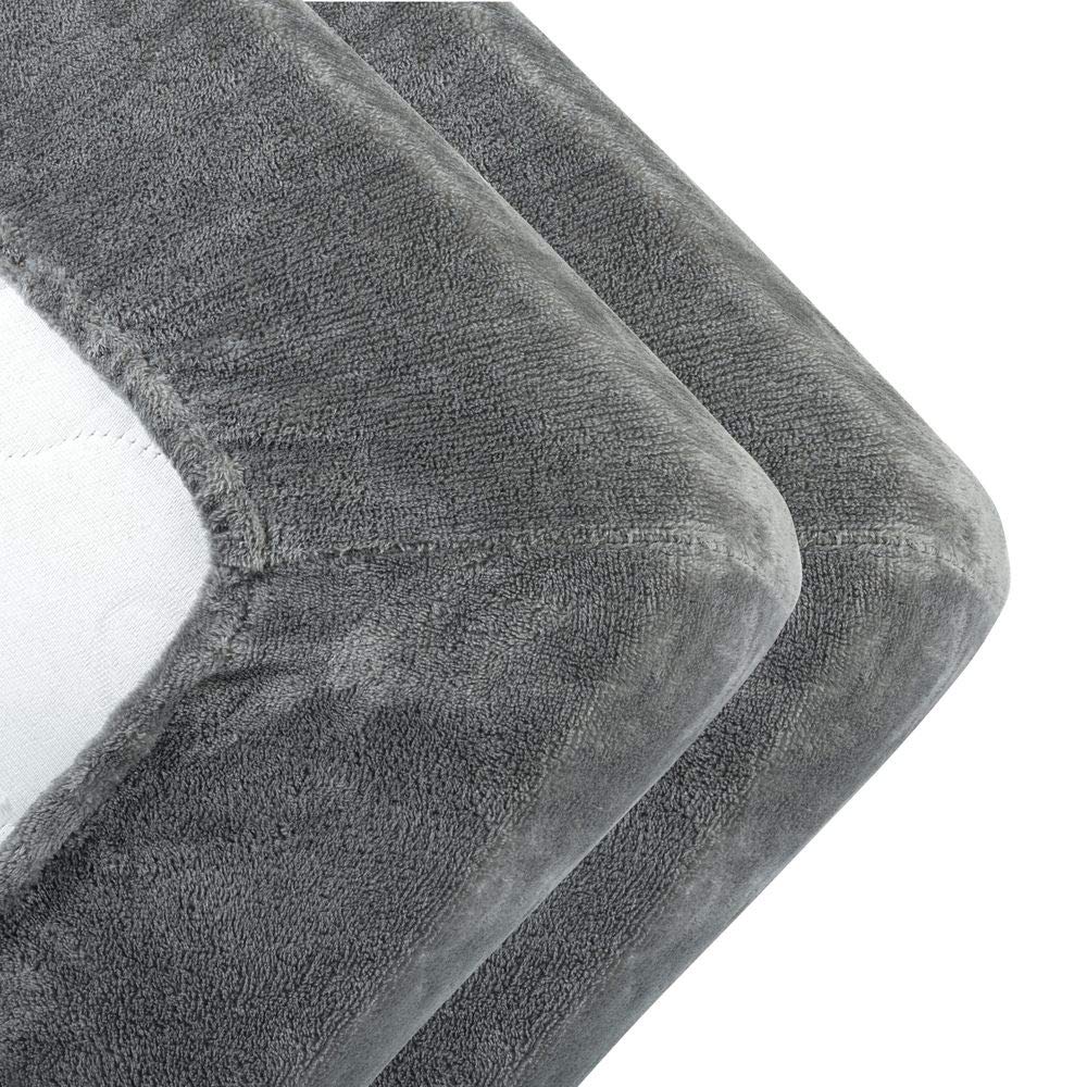 MALIKA Warme Plüsch Spannbettlaken Cashmere-Touch Bettlaken Jersey Flanell Fleece Spannbetttuch Laken Biber-Touch, Farbe:Grau, Größe:2er Set 90-100 x 200 cm