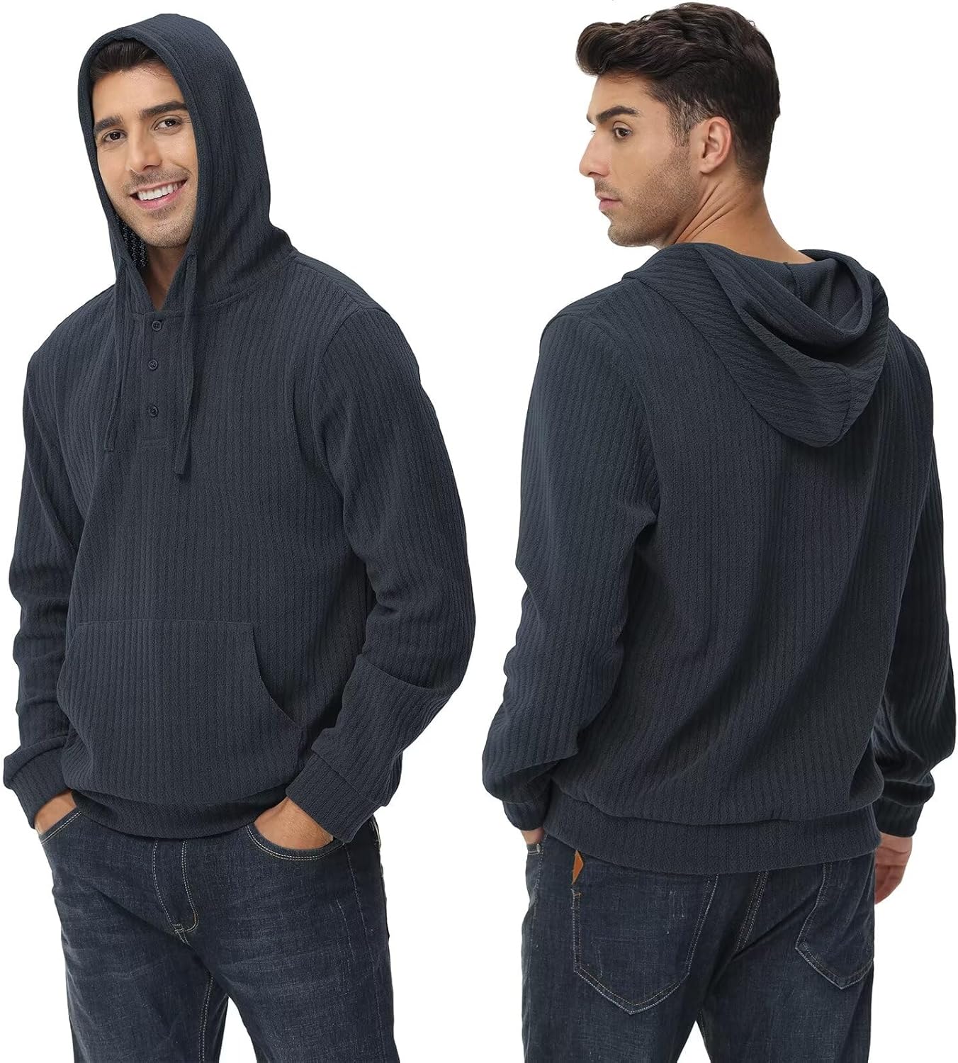 Tyhengta Men's Knitted Hoodies Casual Pullover Hooded Sweatshirts - Image 2