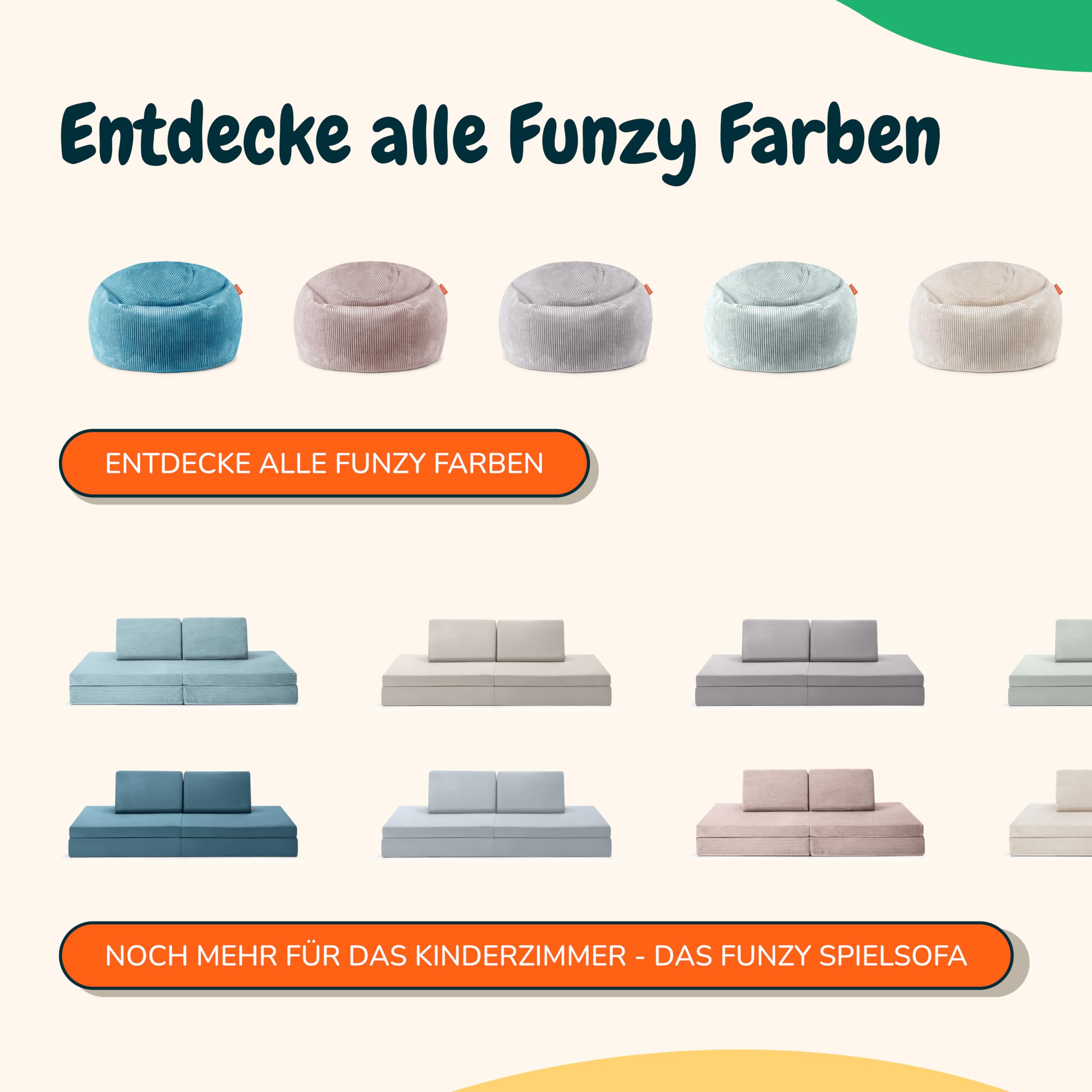 Funzy Sitzsack für Kinder aus Cord mit Füllung aus Schaumstoff, Kindersitzsack für Mädchen und Jungen aus hochwertigen Materialien, Oeko-TEX 100 Zertifiziert mit 3 Jahre Garantie, Krischblüte Rose