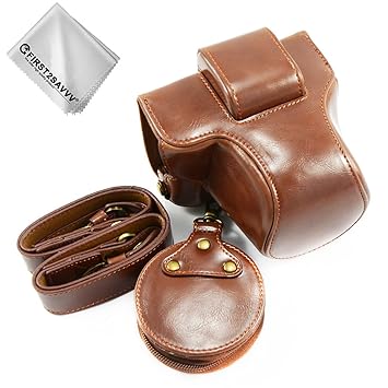 First2savvv Full Body Precise Fit PU Leather Digital Camera case Bag Cover with Should Strap for Fuji Fujifilm X-T100 XT100 with XC15-45mm Lens + Cleaning Cloth XJD-XT100-HH10