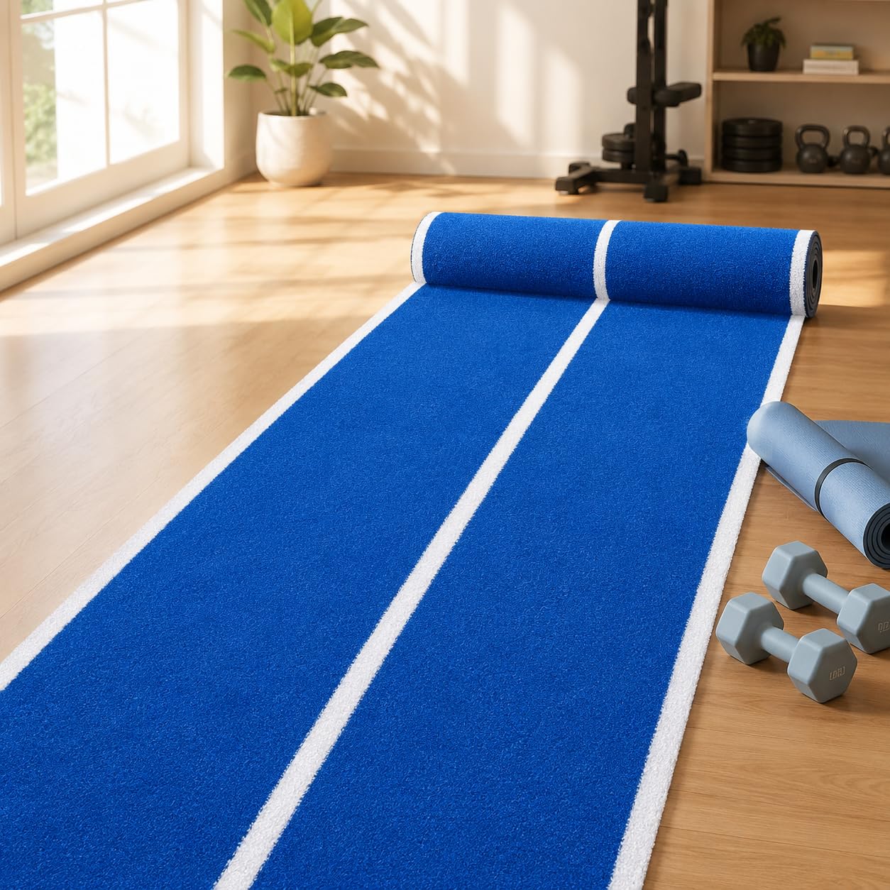 Indoor Trainingsfläche mit Kunstrasenstruktur Gedruckten Messlinien Und Strapazierfähigem Rückenmaterial für Sportbereich für Fitnessstudio Übungsraum Schulsport Kindertraining 120cm