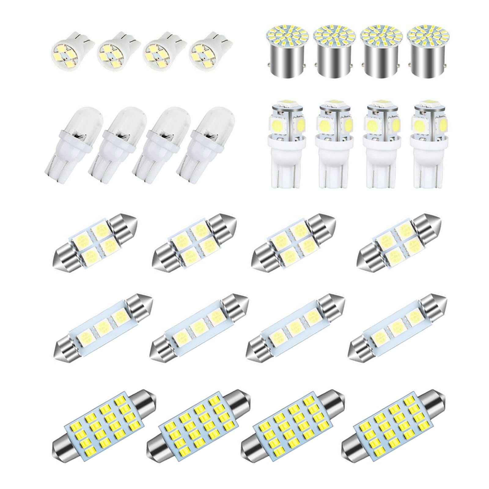 28 PCS License Plate Light Car LED Combo Kit, Interior Light T10/31MM/36MM/41MM/1157 Width Indicator Light, Double Tip Reading Light, Suitable for Cars, Trucks, SUVs, RVs (White Light)