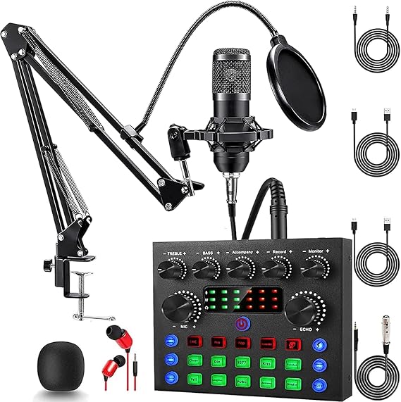 ALSO GO Podcast Equipment Bundle, Recording Studio Equipment with Podcast Microphone and V8s Sound Card, Music Recording Equipment Perfect for Singing, Gaming, Live Streaming and YouTube Tiktok