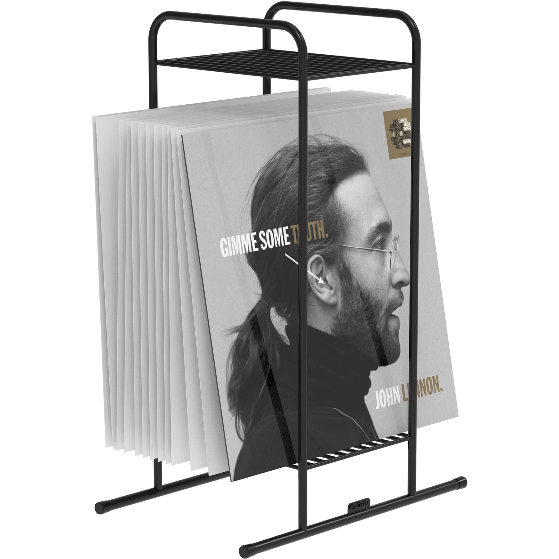 Zomo VS-Rack Vinya 50 Vinylständer – 300 x 190 x 455 mm - Schwarz - Plattenregal aus Stahl für bis zu 50 LPs – Kompaktes Schallplattenregal mit breiten Standfüßen – Modernes Vinyl Rack
