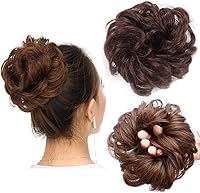 Vista 29 de Cabello sintético despeinado, grueso, extensiones para coleta, cabello recogido