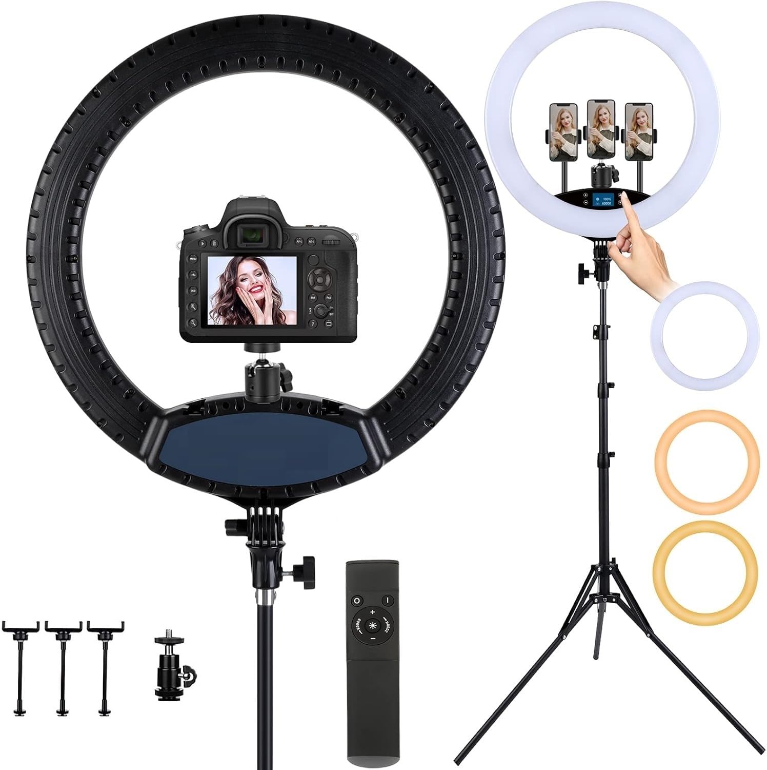 Ring Light 18 Inch LED Ringlight Kit with Tripod Stand with Phone Holder Adjustable 2700-6500k Color Temperature Circle LED Lighting for Camera for Vlog, Makeup,Youtobe, Video Shooting, Selfie