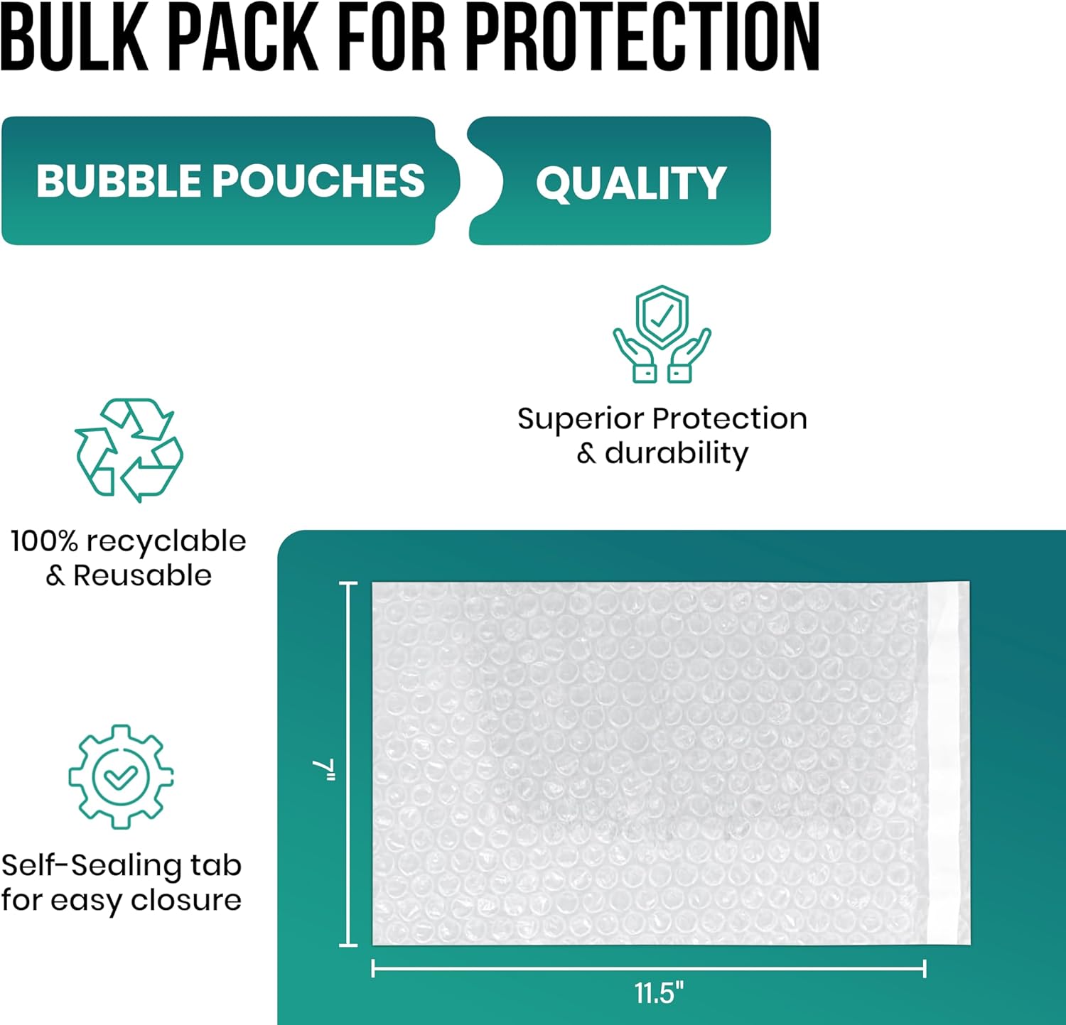 Levex - 7" x 11.5" [100 Pack] Clear Self-Sealing Bubble Out Pouches Bags, Bubble Cushion Wrap Bags for Storage, Packing, Shipping & Moving