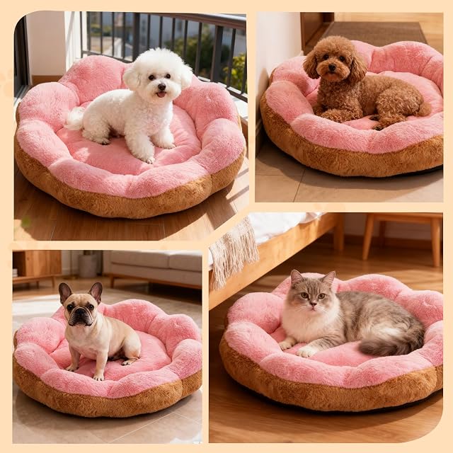 Foto 5 de 6 de PETCUTE Cama Perro Antiestres,En Forma de Flor,Cama Redonda para Gatos de Interior,Cómodo y Cálida,Lavable…