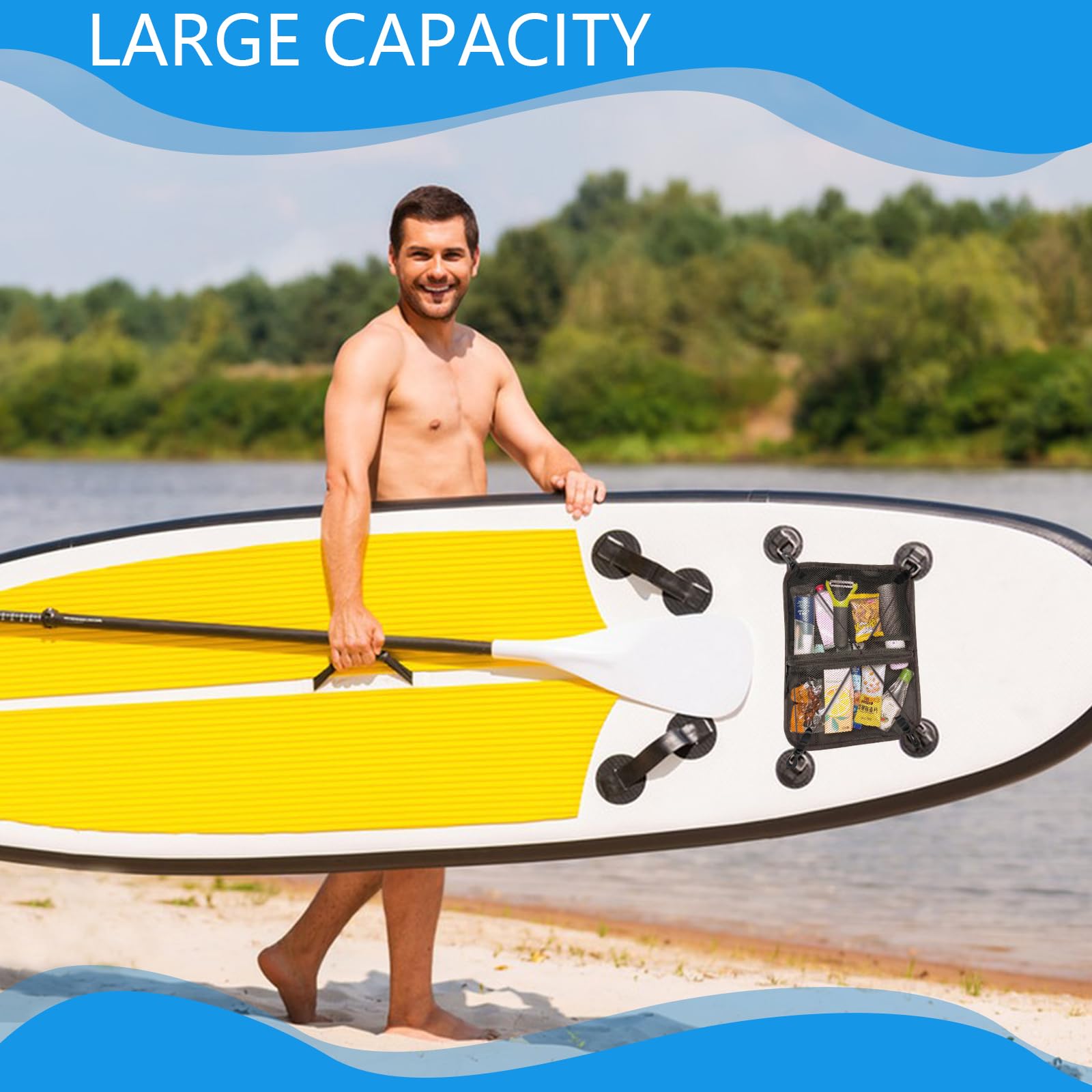 Bolsa para Tabla de Remo, Bolsa Paddle Surf Hinchable, Bolsa de Almacenamiento de Malla Negra con Hebilla Fija para Tabla de Surf Stand Up Paddle, Kayak