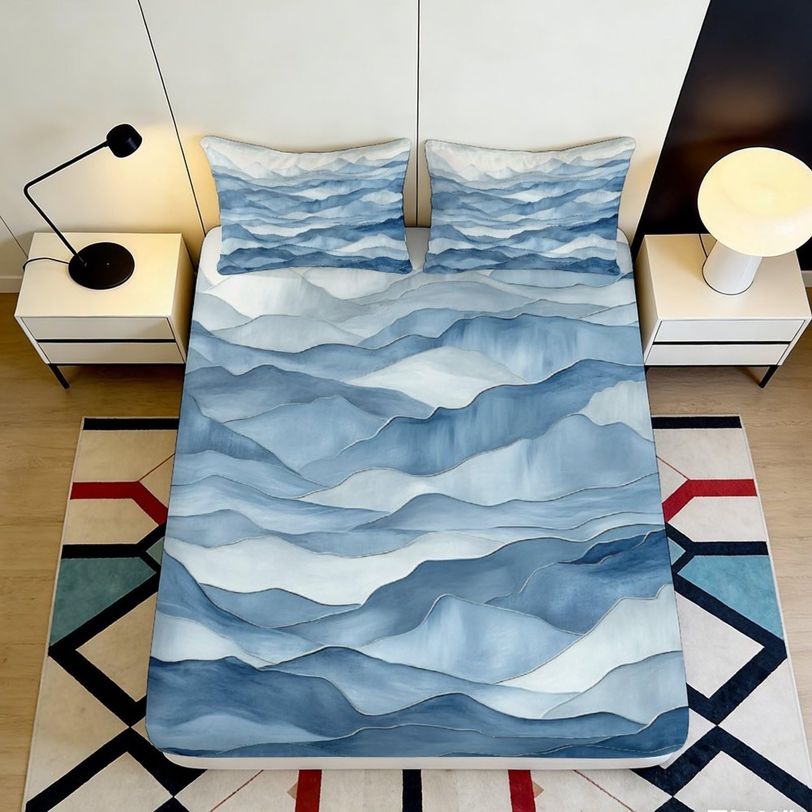 3D Printed Parrot Fitted Sheet Microfiber Deep Pocket Bedroom Non-Slip Elastic Hem Parrot Mattress Fitted Cover 180x200x25cm