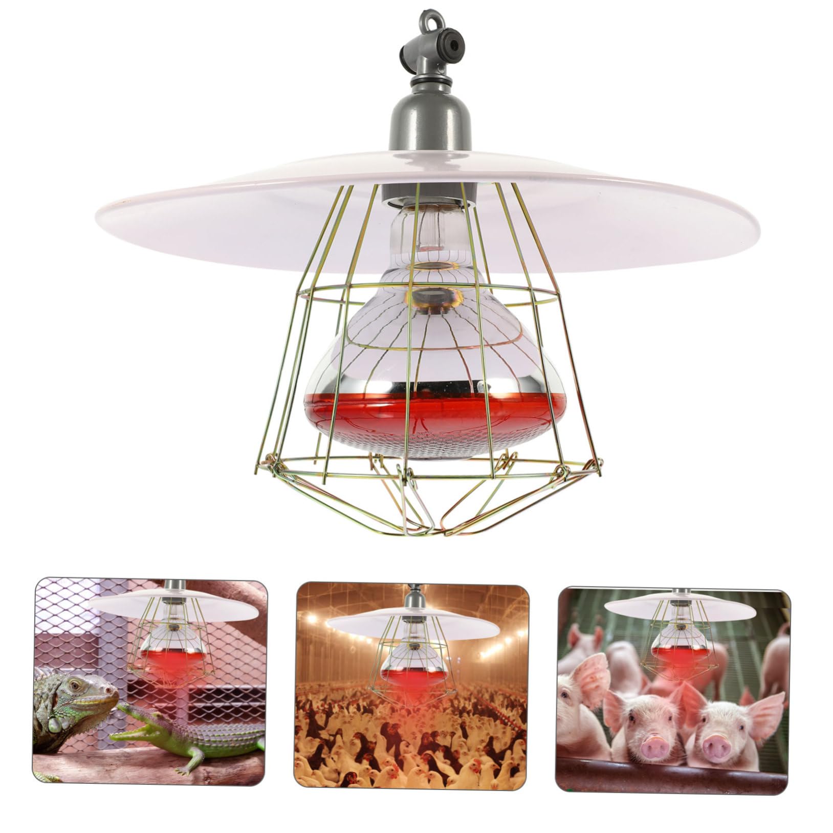 Lampada Riscaldante per Gabbie Animali Domestici 250w Copertura in Rete Resistente, Luce Sicura per Rettili e Bestiame, Set 4-in-1 per Allevamento in Ambienti Colore Casuale