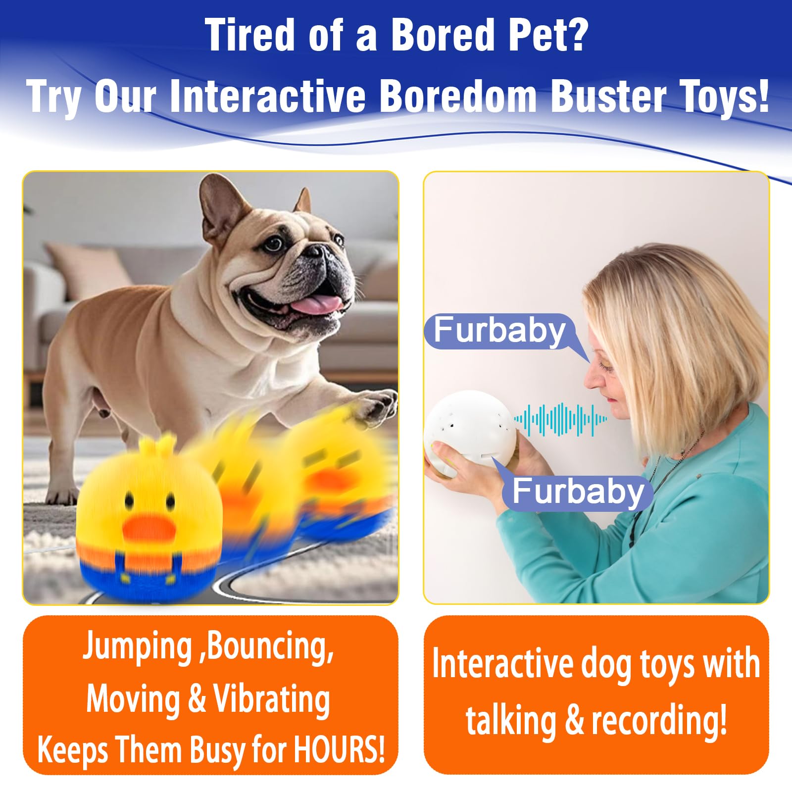 Jouets interactifs pour chien avec balle mobile intégrée, fonctions saut et modes silencieux, jouets pour chiots et jouets pour animaux de compagnie pour les garder occupés, rechargeables