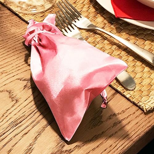 Miniatura 8 de Bolsas de regalo de satén Knitial, bolsas de joyería, bolsas de regalo de boda con cordón,para baby shower, bolsas de regalo de Navidad, 50 por