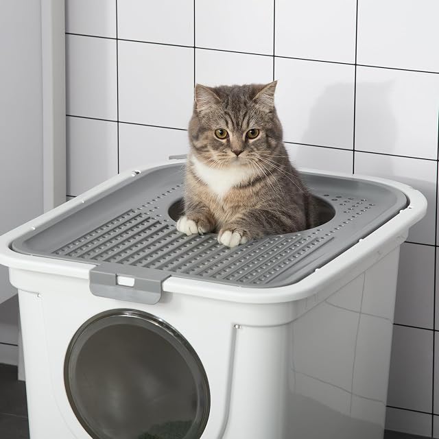 Foto 8 de 8 de PawHut Caja de Arena para Gatos con Tapa, Pala XXL, para Gatos de hasta 5 kg, 44 x 55 x 39 cm