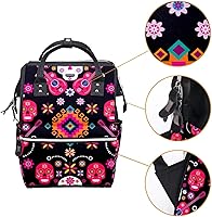 Vista 3 de Sugar Skulls with Flowers Guitar Diaper Bag Backpack Baby Nappy Changing Bags Multi Function Large Capacity Travel Bag