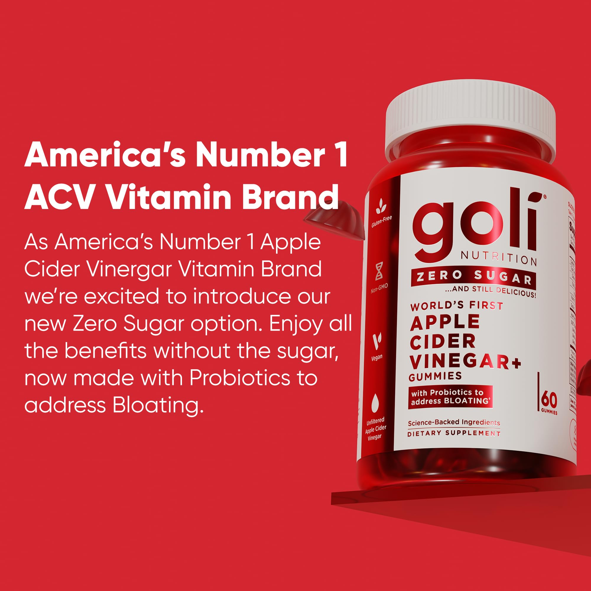 Goli Zero Sugar Trio- World's First 3-in-1 Pre, Post, Probiotic, Apple Cider Vinegar with Vitamin B12 and Probiotics, Ashwagandha & L-Theanine, Vitamin D gummies. Vegan, Gelatin & Gluten-Free, Non-GMO