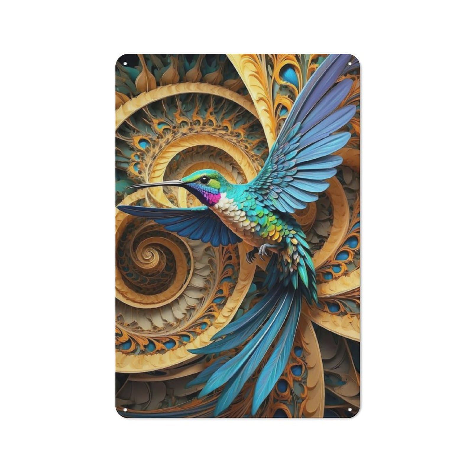 Junmoney Violettailed Hummingbird Rustic Tin Sign 30X20cm Featuring For Garage Or Workshop, For Updating Garage And Workshop After Moving