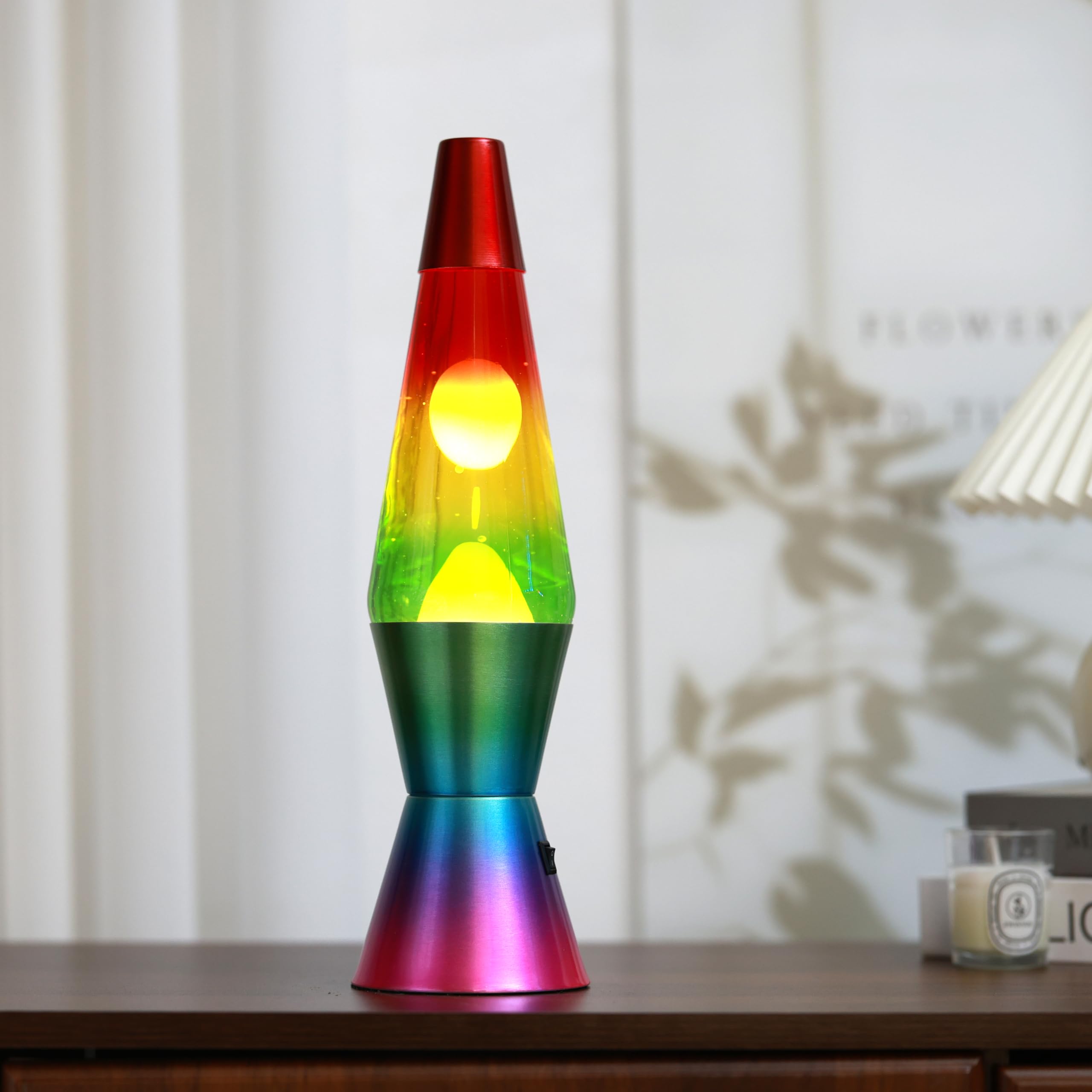 I-TOTAL® - LED-Lavalampe – Modernes Design mit fließendem Blaseneffekt, geringer Energieverbrauch, integriertes LED-Licht, 37 cm (RAINBOW)