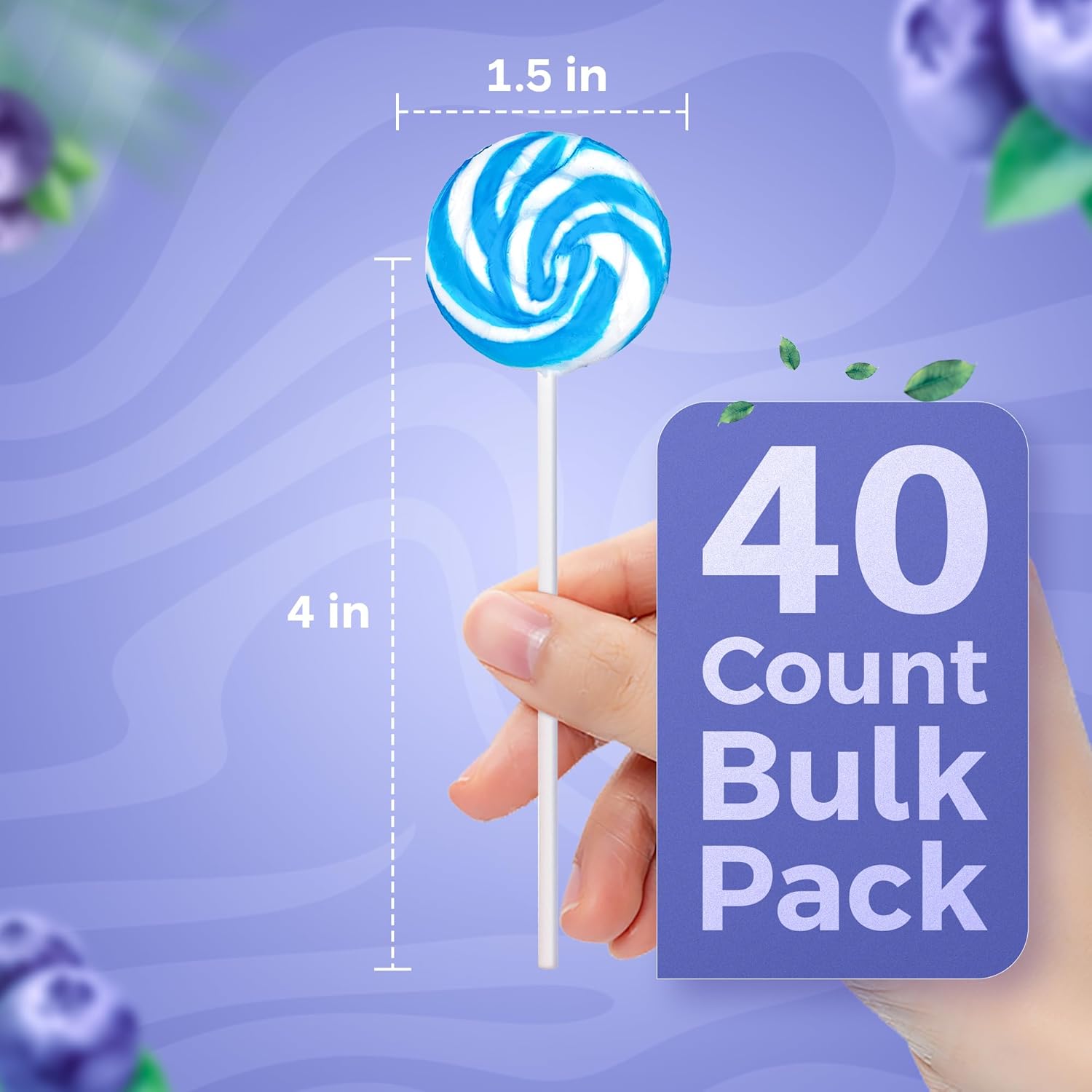 Blue & White Swirl Lollipops – 80 Pack Individually Wrapped – Party Favors, Baby Showers, Gluten-Free, Vegan, Bulk Candy