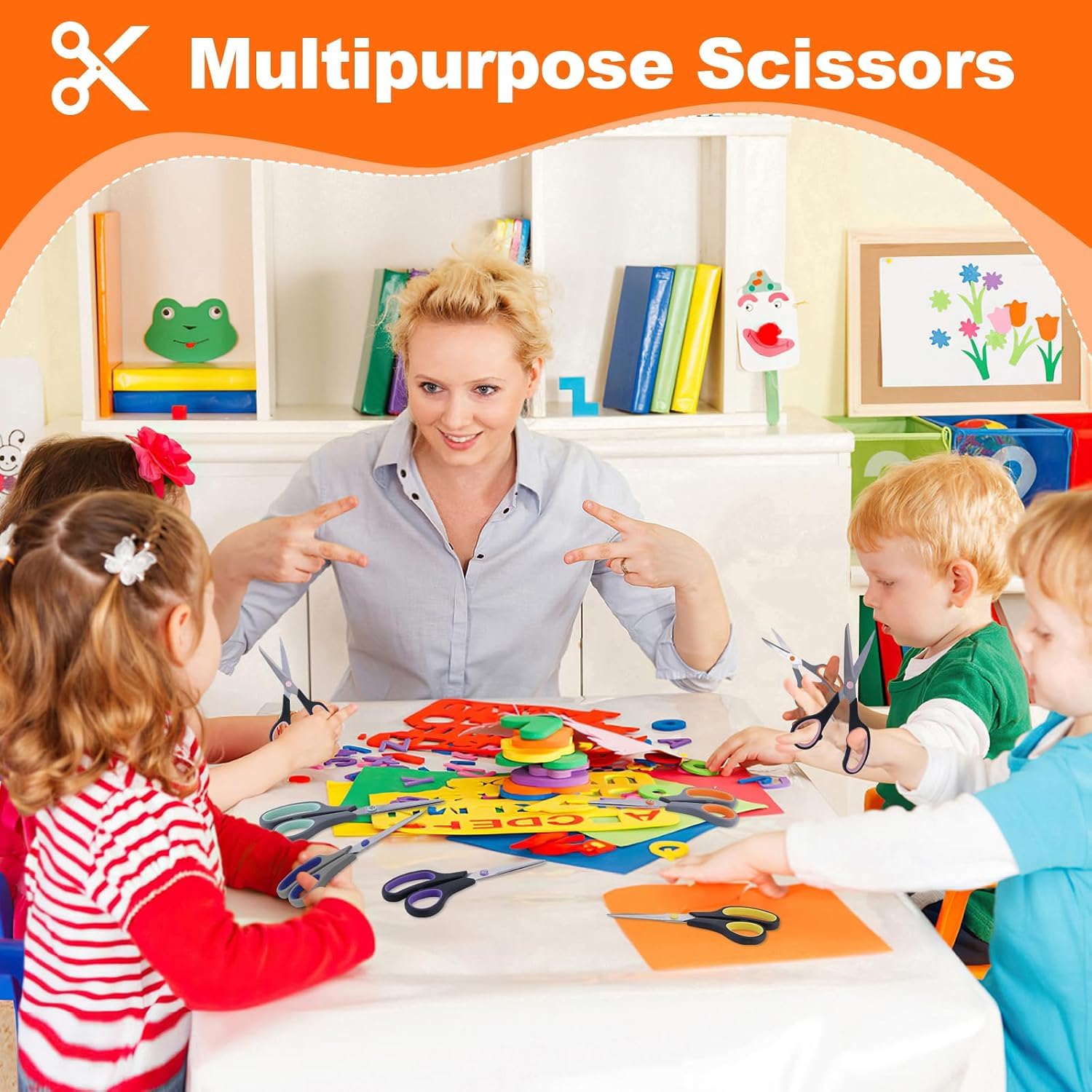Hnncugty - Tijeras para suministros escolares de oficina, tijeras multiusos de 8 pulgadas, juego de 24 unidades, tijeras afiladas para estudiantes, profesores, tela de costura, accesorios de