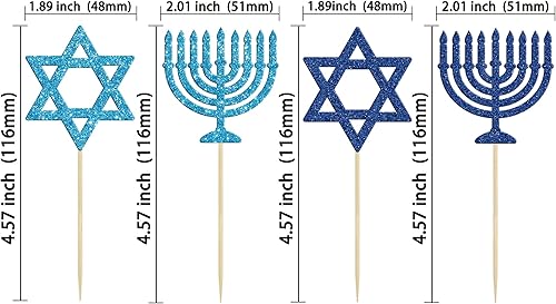 Miniatura 2 de Gyufise 24 decoraciones para cupcakes de Feliz Hanukkah Star of David, decoraciones para fiestas de Hanukkah, suministros de fiesta temática de