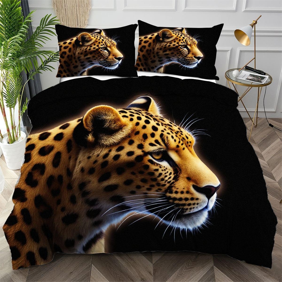 Housse de couette léopard noir 220x240 pour transformer l'ambiance d'une chambre de dortoir
