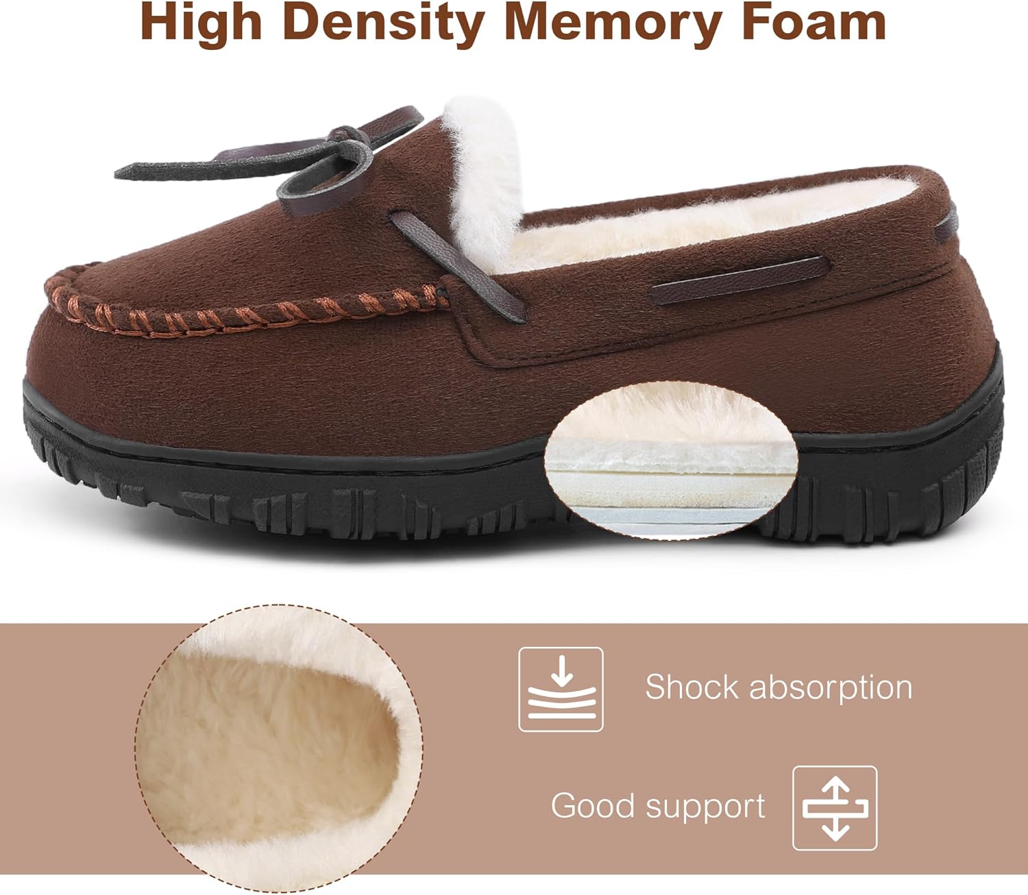 Bigwow Boys Moccasin Slippers Memory Foam Suede House Slippers Non-Slip Indoor Outdoor Winter Fuzzy Shoes for Toddler Kids - Image 4