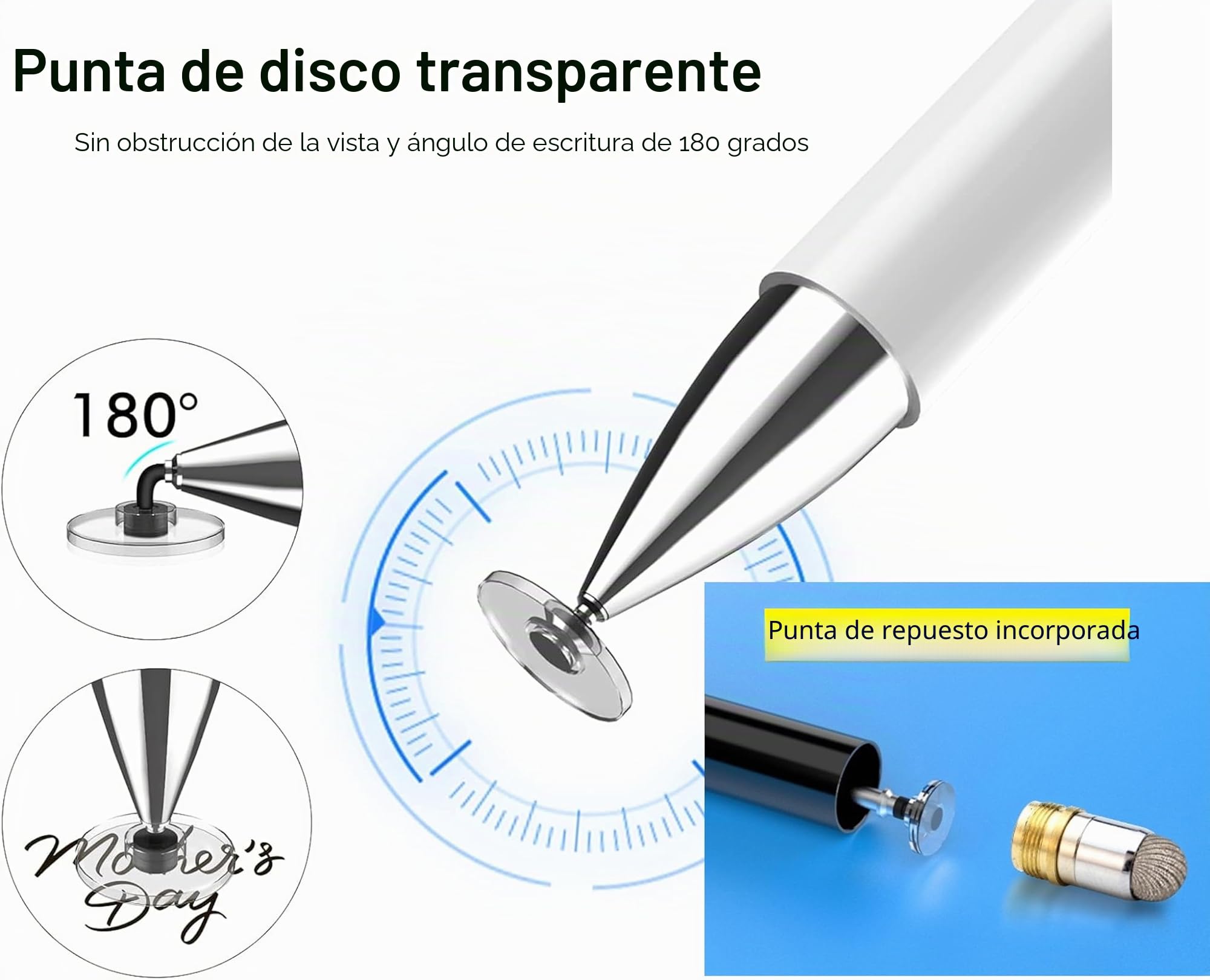 Lápiz capacitivo 2 en 1 para Samsung Galaxy Tab A9+ Plus/A9/A8/A8 Plus/A7/A7 Lite, lápiz capacitivo de alta sensibilidad y precisión para iPad Pro/iPhone/Fire HD/Surface Tablas, todos los dispositivos