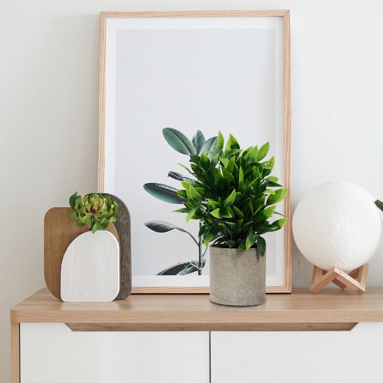 SECFOU 3pcs Faux Eucalyptus Greenery Potted Plants Set with Rosemary and Maple Leaf Simulation Desktop Ornament for Indoor Home Décor
