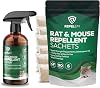REPELEM Rat & Mouse Repellent Peppermint Oil Sachets - Natural Mice Repellent & Rat Deterrent for Homes, Cars & Caravans, Long-Lasting Cruelty-Free Rat Poison Alternative (6 Sachets & Repellent Spray)