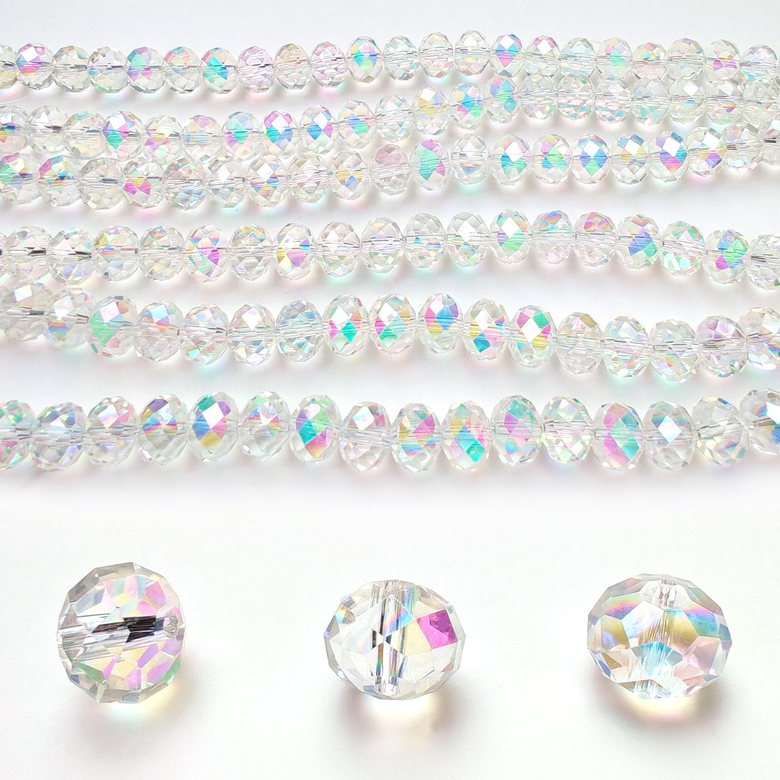 4mm Rondelle Glass Beads for Jewelry Making, Faceted Briolette Crytal Spacer Beads for Bracelet Necklace Earring, Pink with Green 1200pcs