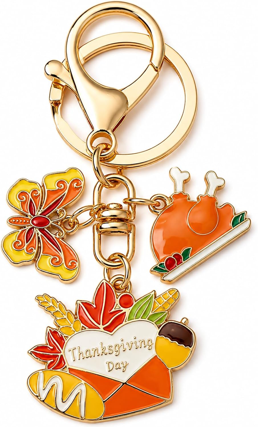 Pumpkin Bag Charm for Womem Thanksgiving Rhinestone Keychain Pumpkins House Maple Leaf Lobster Purse Charm