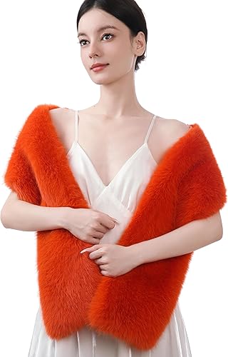 Miniatura 9 de Dikoaina Bufanda de piel sintética de invierno para mujer cuello cruzado chal de hombros