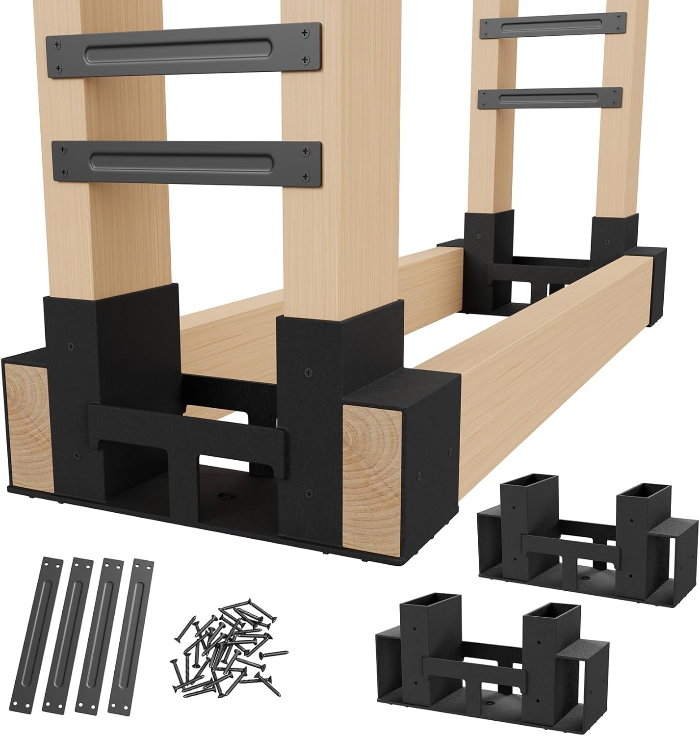Jusgym Fireplace Grate 30 Inch and 2 Pack Firewood Rack Outdoor Indoor