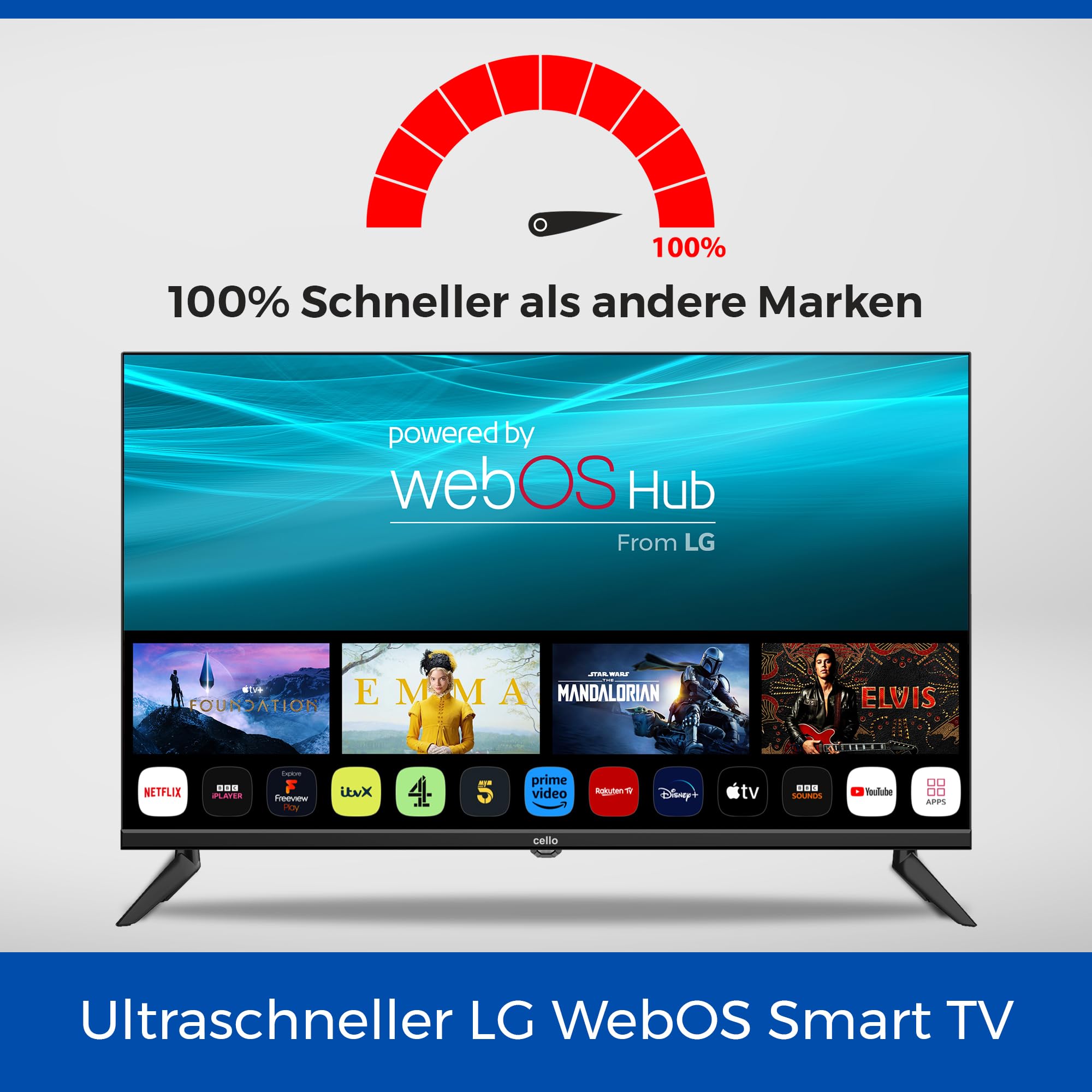 Cello C3224WSF Téléviseur SMART/DVD sans Cadre 32 pouces Lecteur DVD intégré Triple Tuner Bluetooth Système d'exploitation Ultra Rapide WebOS par LG Disney+ Netflix Prime 32" – Bild 3