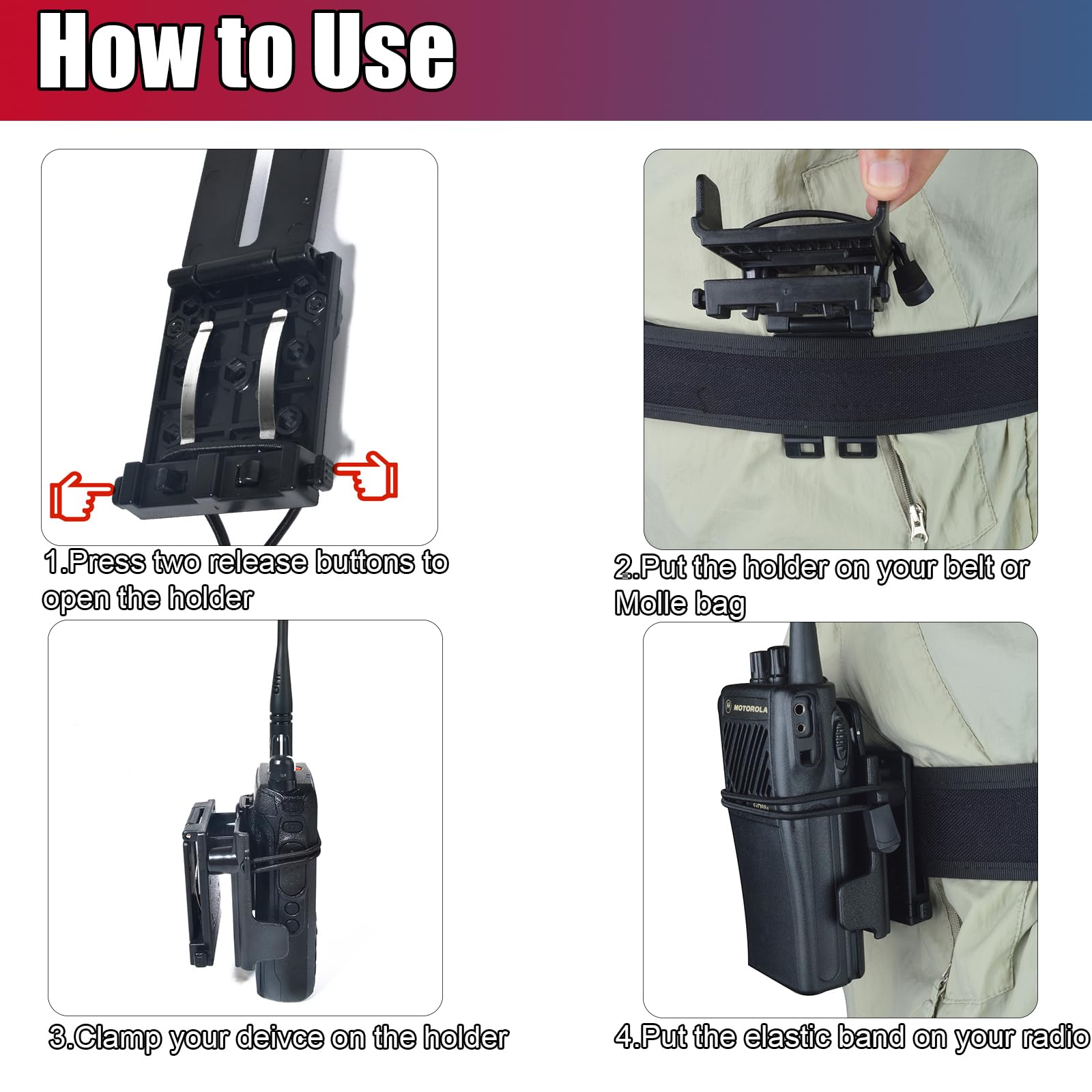 Clip universale da cintura fondina radio MOLLE supporto tattico per Baofeng Motorola Midland Kenwood Walkie-talkie