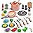 35Pcs Kids Kitchen Toy Accessories, Toddler Pretend Cooking Playset with Play Pots, Pans, Utensils, Cookware, Play Food Set, Toy Vegetables, Learning Gift for Girls & Boys (Pink)