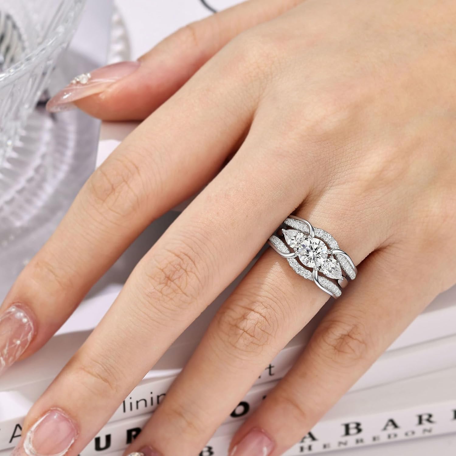 Moissanite Ring Enhancer for Engagement Ring Infinity Double Wedding Bands 925 Sterling Silver Sz 5-10 - Image 3