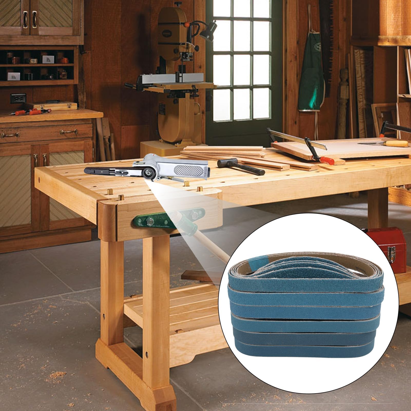 Nastri Abrasivi in Corindone di Zirconio, Set da 30 Pezzi, 10 x 330 mm, Cintura di sabbia blu Grane Multiple 60/80/100/120/240/320, per Rimozione di Ruggine e Lavorazione di Metalli e Legno