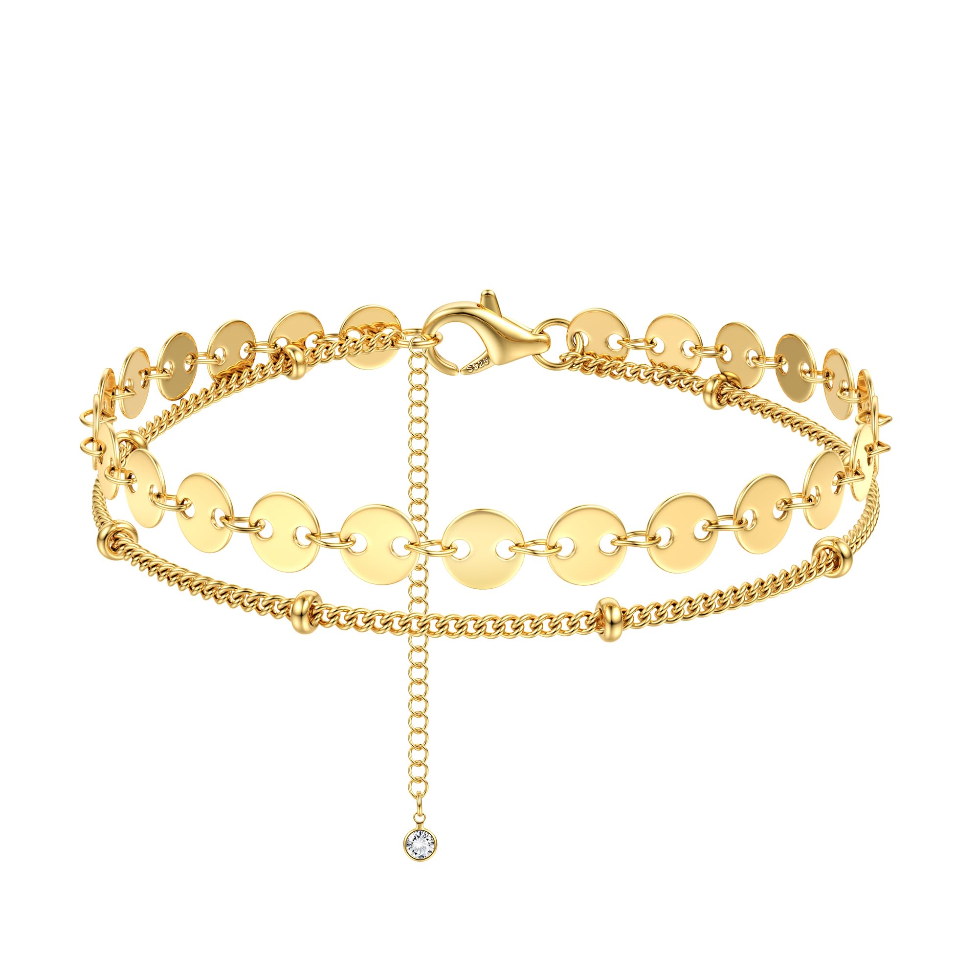 ORAZIO 1 Pieza Pulsera Plata Mujer Brazalete Dorado Pulseras Doradas Ajustables Pulseras Plata De Ley 925 Joyería para Mujer